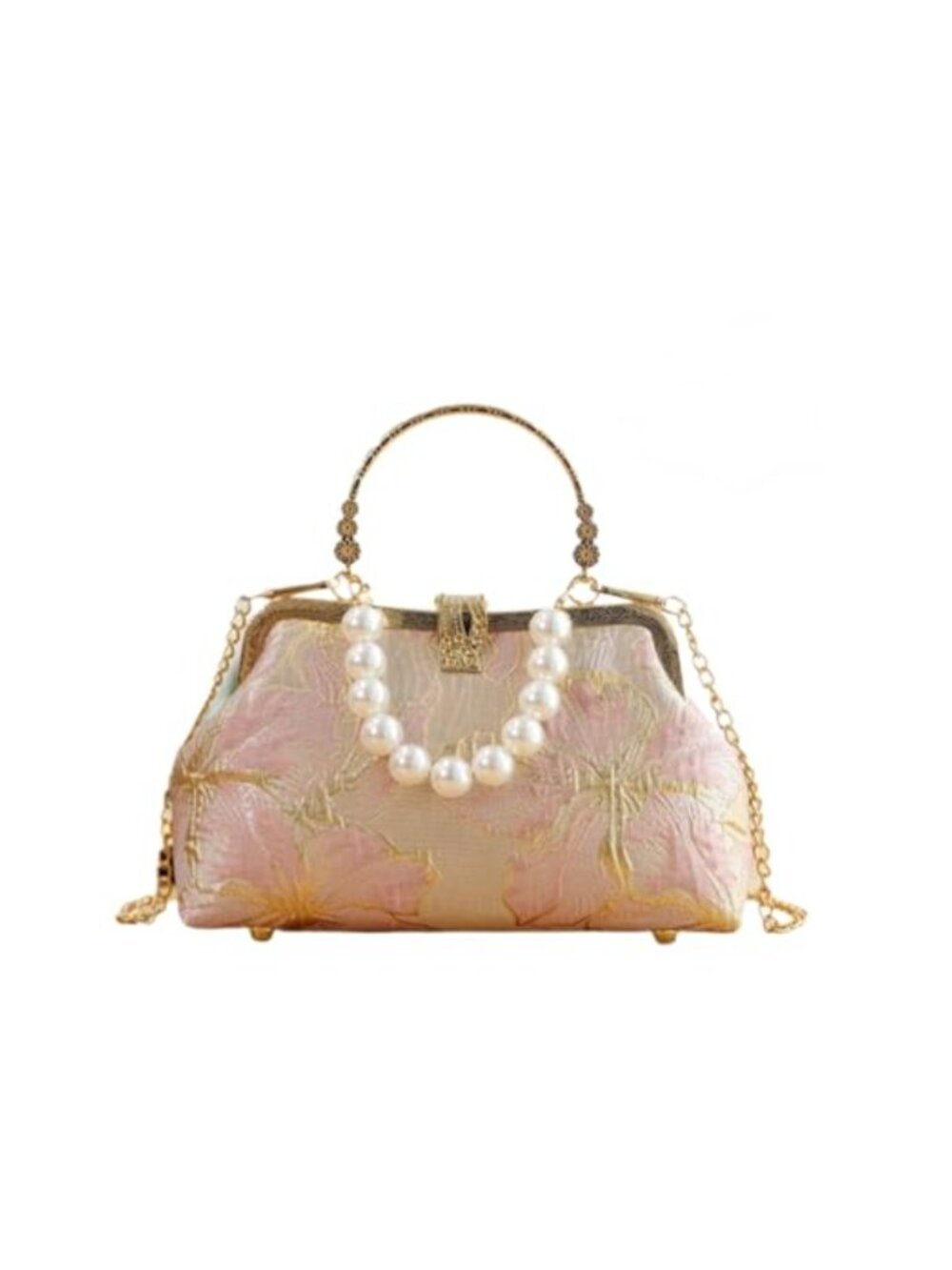 Pearl Evening Clutch Embroidered Floral Vintage Satchel Crossbody Handbag